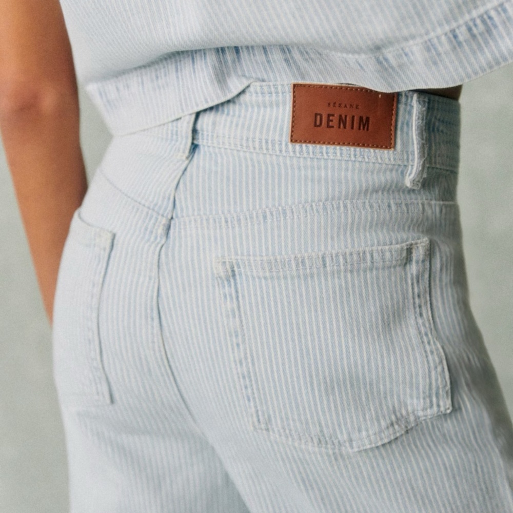 Sezane Le Crop Denim Stripes - Size 4
